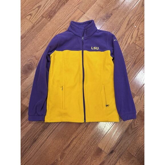 LSU Tigers Fleece Jacket Columbia Youth XL Purple Full Zip Long Sleeves 18/20 - Picture 1 of 5